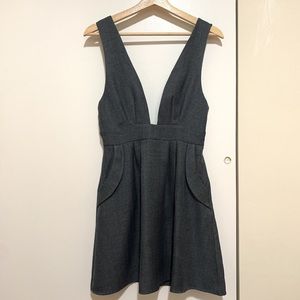 Deep V Neck Mini A-Line Flare Dress